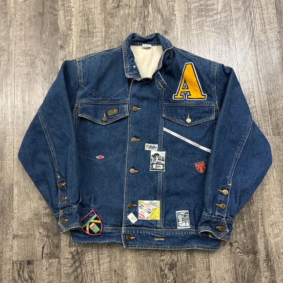 Vintage Gasoline Patches Jean Denim Jacket - Picture 1 of 8